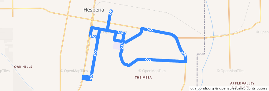 Mapa del recorrido VVTA 66 Hesperia East Deviation de la línea  en Hesperia.