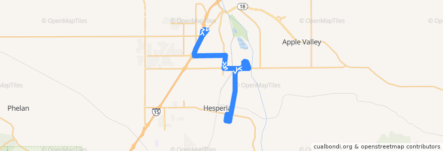 Mapa del recorrido VVTA 50 Victorville/Hesperia/Victor Valley College de la línea  en San Bernardino County.