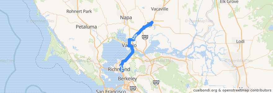 Mapa del recorrido SolanoExpress Red Line: El Cerrito del Norte BART => Vallejo Transit Center => Solano Town Center de la línea  en California.