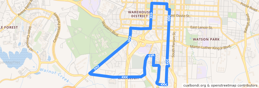 Mapa del recorrido GoRaleigh 21 Caraleigh de la línea  en Raleigh.