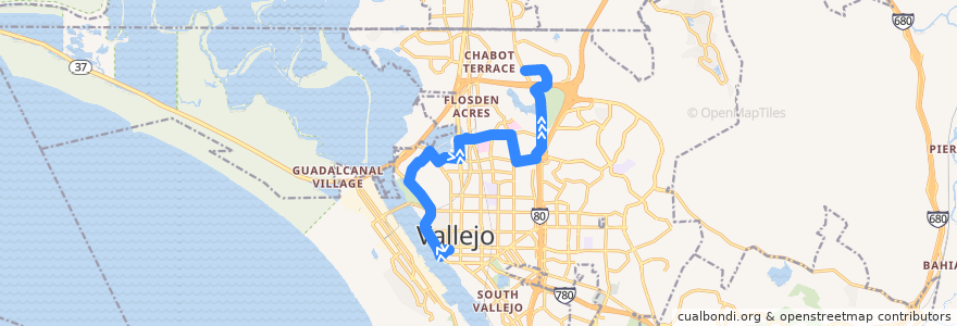 Mapa del recorrido SolTrans 5: Vallejo Transit Center => Fairgrounds de la línea  en Vallejo.