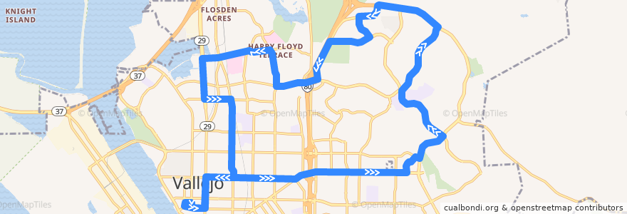 Mapa del recorrido SolTrans 7B: Vallejo Transit Center => Gateway Plaza => Vallejo Transit Center de la línea  en Вальехо.