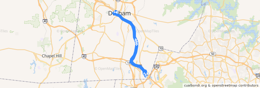 Mapa del recorrido GoTriangle Route 700 de la línea  en Durham County.