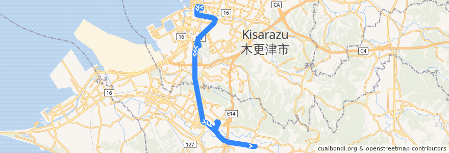 Mapa del recorrido 三島線（下り） de la línea  en 千葉県.