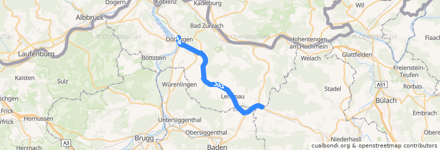 Mapa del recorrido Bus 355: Döttingen => Niederweningen de la línea  en Bezirk Zurzach.