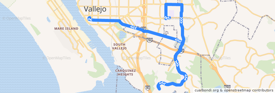 Mapa del recorrido SolTrans 8: Hogan Middle School => Vallejo Transit Center de la línea  en Vallejo.