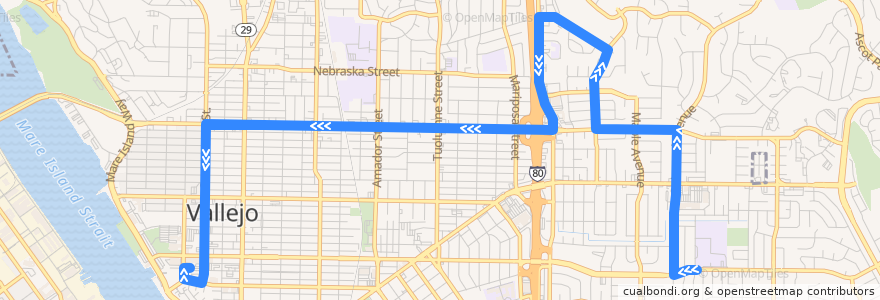 Mapa del recorrido SolTrans 6: Hogan Middle School => Vallejo Transit Center de la línea  en Vallejo.