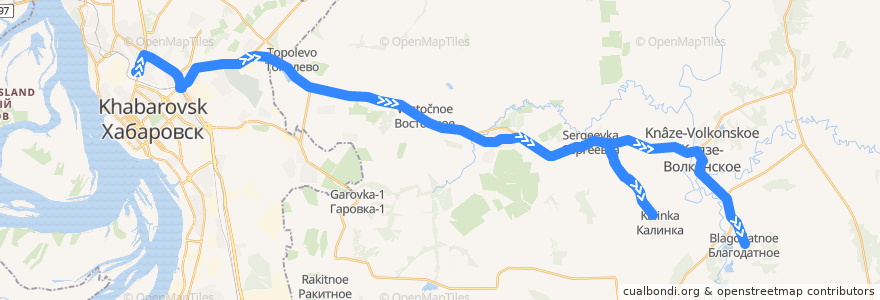 Mapa del recorrido Автобус 118: Автовокзал - село Благодатное de la línea  en ハバロフスク地方.