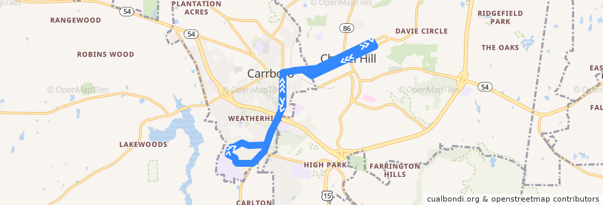Mapa del recorrido CHT Route J Safe Ride de la línea  en Orange County.
