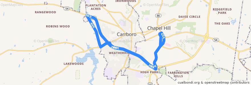 Mapa del recorrido CHT Route CPX de la línea  en Orange County.
