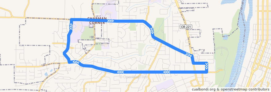 Mapa del recorrido Cherriots 26 Glen Creek/Orchard Heights de la línea  en Salem.