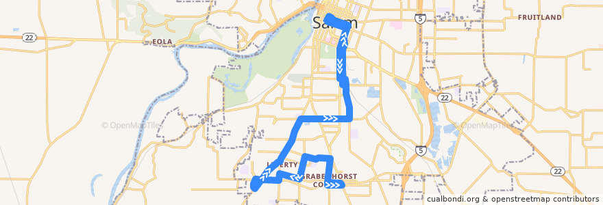 Mapa del recorrido Cherriots 18 12th/Liberty de la línea  en Salem.