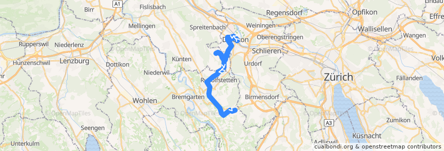 Mapa del recorrido Bus N31: Dietikon => Oberwil-Lieli de la línea  en スイス.