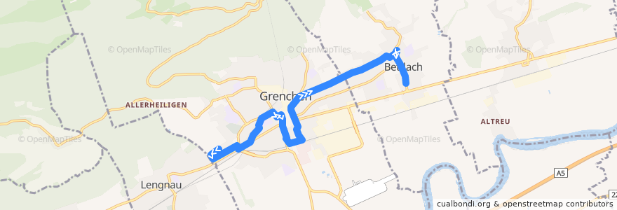 Mapa del recorrido Bus 30: Grenchen, Lingeriz 60 => Bettlach, Post de la línea  en Bezirk Lebern.