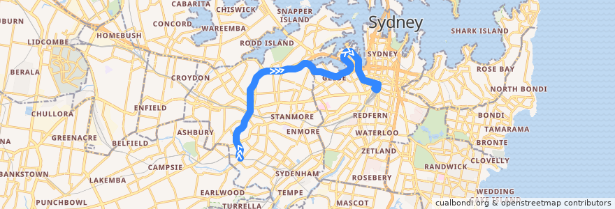 Mapa del recorrido Dulwich Hill Line de la línea  en Sydney.