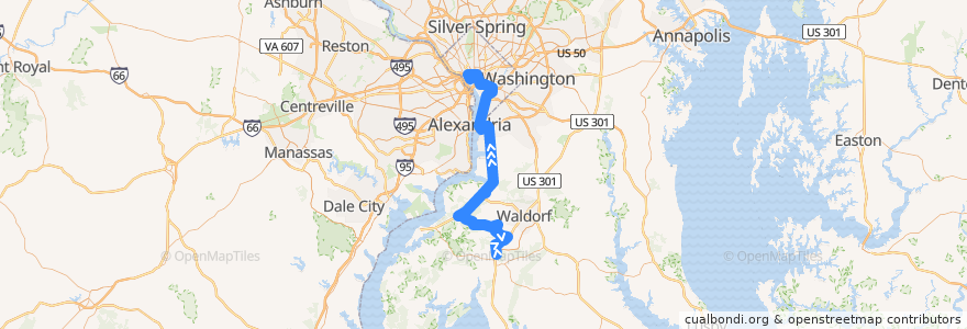 Mapa del recorrido Commuter Bus 650: Washington, D.C. de la línea  en Estados Unidos de América.