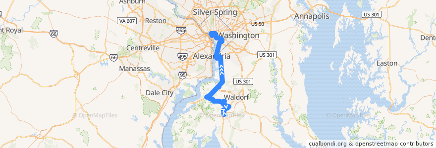 Mapa del recorrido Commuter Bus 650: Washington, D.C. de la línea  en Vereinigte Staaten von Amerika.
