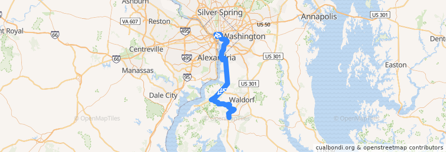 Mapa del recorrido Commuter Bus 650: La Plata/Waldorf/Accokeek de la línea  en United States.