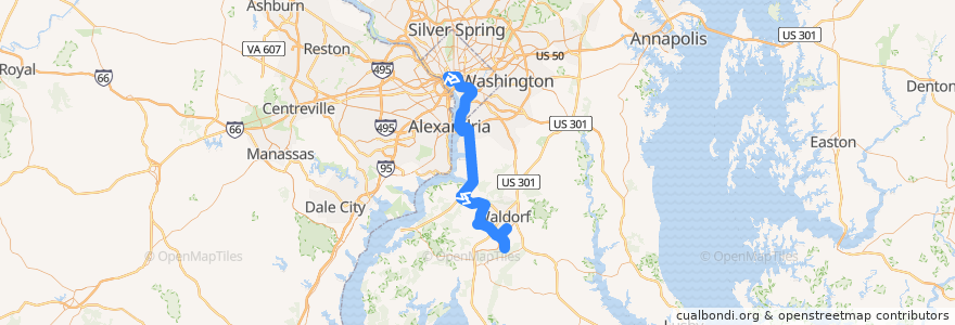 Mapa del recorrido Commuter Bus 640: Waldorf/Accokeek de la línea  en United States.