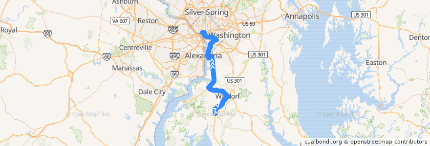 Mapa del recorrido Commuter Bus 630: Washington, D.C. (trips 1;3;5;7) de la línea  en Amerika Birleşik Devletleri.