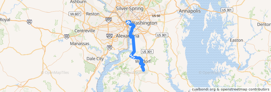 Mapa del recorrido Commuter Bus 620: Waldorf (trips 13;26) de la línea  en United States.