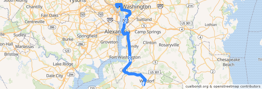 Mapa del recorrido Commuter Bus 620: Washington, D.C. de la línea  en ایالات متحده آمریکا.