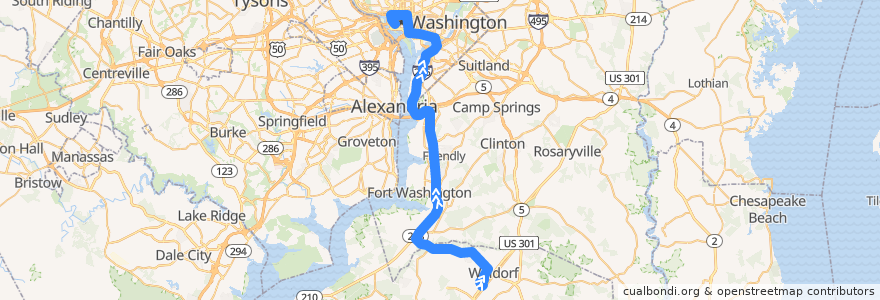 Mapa del recorrido Commuter Bus 620: Washington, D.C. de la línea  en 미국.