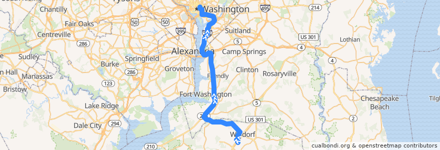 Mapa del recorrido Commuter Bus 610: Washington, D.C. de la línea  en 미국.