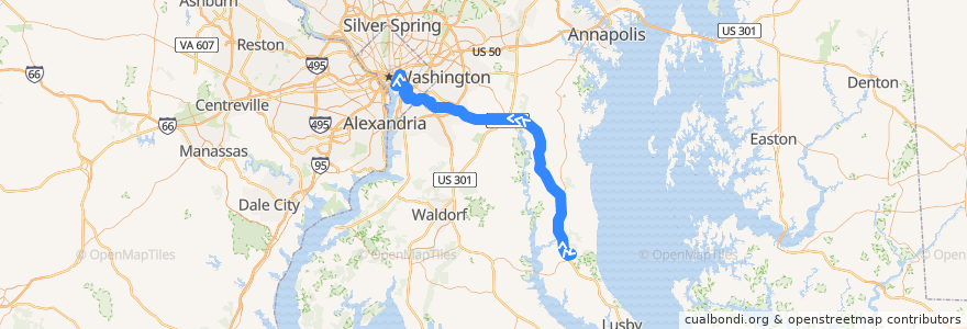 Mapa del recorrido Commuter Bus 850: Suitland/Washington, D.C. de la línea  en Мэриленд.