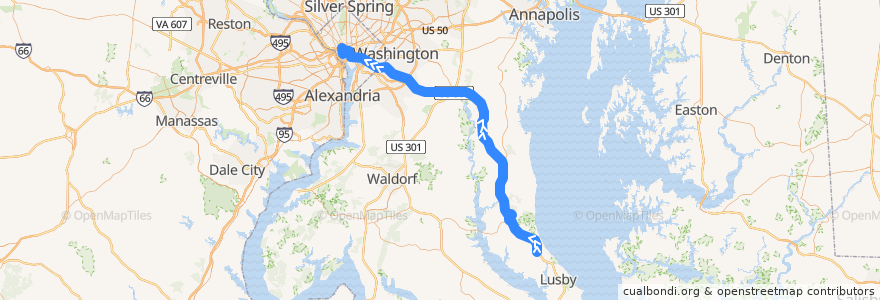 Mapa del recorrido Commuter Bus 840: Washington, D.C. (trips 1-8) de la línea  en Maryland.
