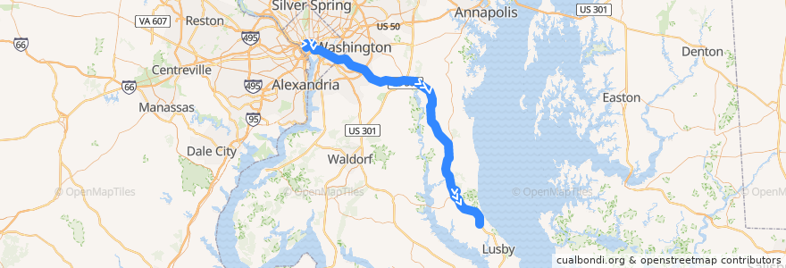 Mapa del recorrido Commuter Bus 840: St. Leonard/Prince Frederick (trips 11-18) de la línea  en Maryland.