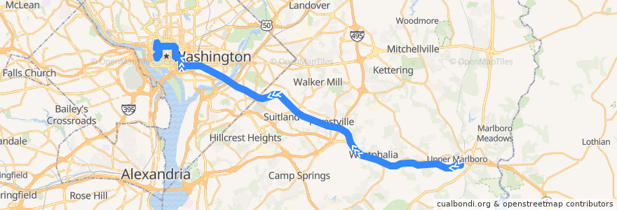 Mapa del recorrido Commuter Bus 820: Washington, D.C. (trips 1;3;5;6;8;9;11;13) de la línea  en 美利坚合众国/美利堅合眾國.