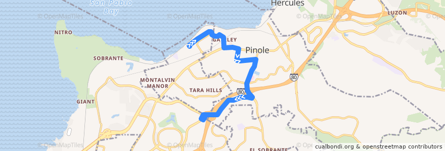 Mapa del recorrido WestCAT 17: Bayview => Richmond Parkway Transit Center de la línea  en Contra Costa County.