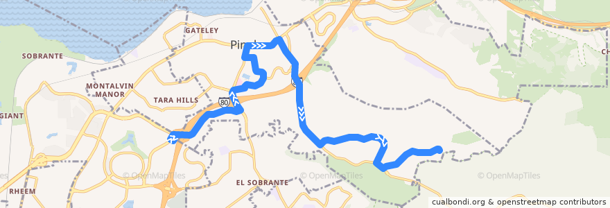 Mapa del recorrido WestCAT 16: Richmond Parkway Transit Center => Pinole Valley de la línea  en Pinole.