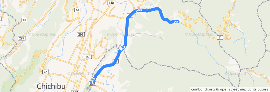 Mapa del recorrido 定峰線 de la línea  en 埼玉県.