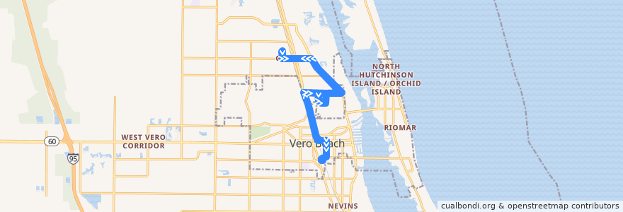 Mapa del recorrido Bus 3: Gifford Health Center => Main Transit Hub => Gifford Health Center de la línea  en Indian River County.