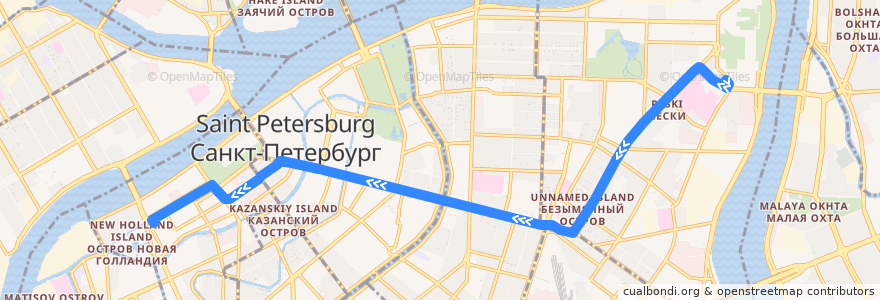 Mapa del recorrido Троллейбус № 5: Тульская улица => площадь Труда de la línea  en Saint-Pétersbourg.