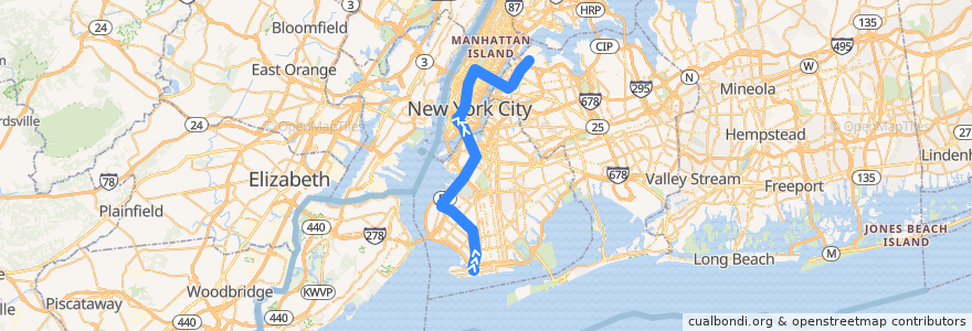 Mapa del recorrido NYCS - N Train: Coney Island–Stillwell Avenue → Astoria–Ditmars Boulevard de la línea  en 纽约.