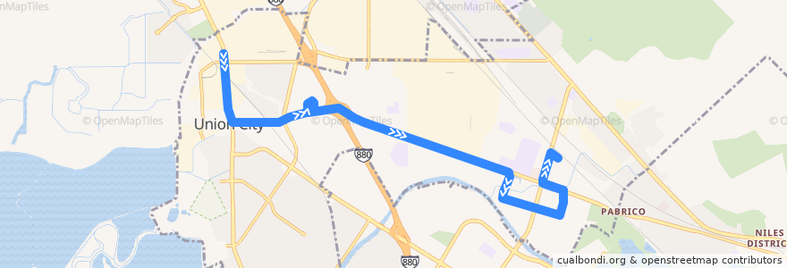Mapa del recorrido Union City Transit 8: Kaiser Medical Offices => Union City BART de la línea  en Union City.