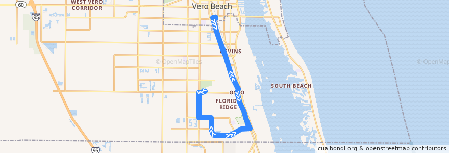 Mapa del recorrido Bus 6: IG Center => Main Transit Hub => IG Center de la línea  en Indian River County.