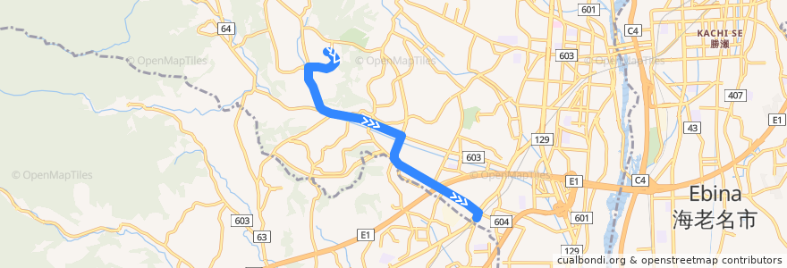 Mapa del recorrido 愛甲19系統 de la línea  en 厚木市.
