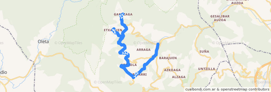 Mapa del recorrido EG/TC-4 Gantzaga → Ibarra de la línea  en Aramaio.