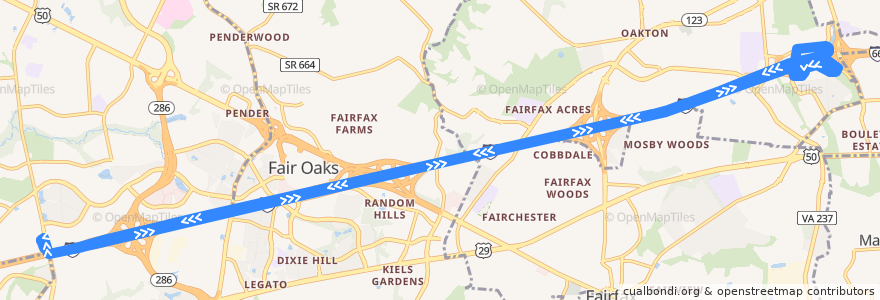 Mapa del recorrido Fairfax Connector Route 634 Stringfellow Road-Fair Lakes de la línea  en Fairfax County.