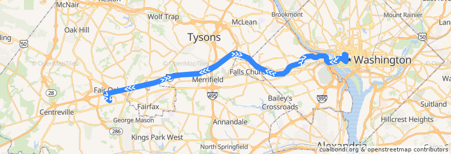 Mapa del recorrido Fairfax Connector Route 699 Government Center-Downtown D.C. de la línea  en 弗吉尼亚州 / 維吉尼亞州 / 維珍尼亞州.
