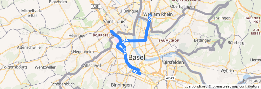 Mapa del recorrido Flixbus N887: Zagreb, Busbahnhof => EuroAirport Basel de la línea  en Basileia.