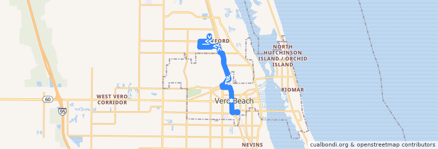 Mapa del recorrido Bus 8: Gifford Health Center => Main Transit Hub => Gifford Health Center de la línea  en Indian River County.