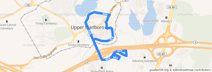 Mapa del recorrido TheBus Route 51 Courthouse Shuttle de la línea  en Greater Upper Marlboro.