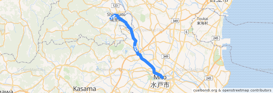 Mapa del recorrido 茨城交通バス40系統 常北高校入口⇒飯富⇒水戸駅 de la línea  en 茨城県.