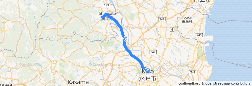 Mapa del recorrido 茨城交通バス40系統 水戸駅⇒飯富⇒常北高校入口 de la línea  en 茨城県.