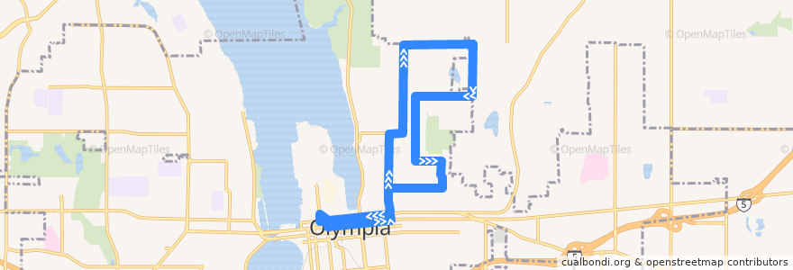 Mapa del recorrido Intercity Transit Route 21 North Bethel/North Central de la línea  en Olympia.